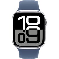 Apple Watch Series 10 42 мм (алюминиевый корпус, серебристый/синий, спортивный силиконовый ремешок M/L) Image #2