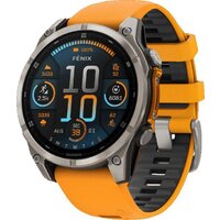 Garmin Fenix 8 Sapphire, Titanium 47мм (светло-серый, оранжевый силиконовый ремешок) Image #1