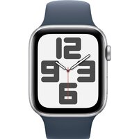 Apple Watch SE 2 44 мм (алюминиевый корпус, серебристый/грозовой синий, спортивный силиконовый ремешок M/L) Image #2