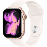 Apple Watch Series 11 42 мм (алюминиевый корпус, розовое золото/легкие румяна, спортивный силиконовый ремешок S/M) Image #1