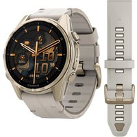 Garmin Fenix 8 Sapphire 43мм (золотистый, серый кожаный ремешок) Image #1