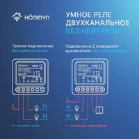 Hommyn zigbee 2 канала RLZBNN02 (без нейтрали) Image #7