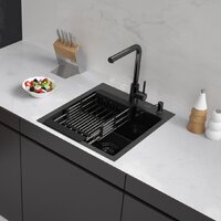 ARFEKA Eco AR мойка 450*500, коландер, дозатор BLACK DECOR MILLET GRAINS Image #1