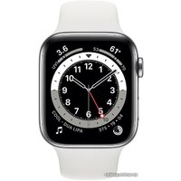 Apple Watch Series 6 LTE 44 мм (сталь серебристый/белый спортивный) Image #2