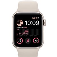 Apple Watch SE 2 40 мм (алюминиевый корпус, звездный свет/звездный свет, спортивный силиконовый ремешок S/M) Image #2